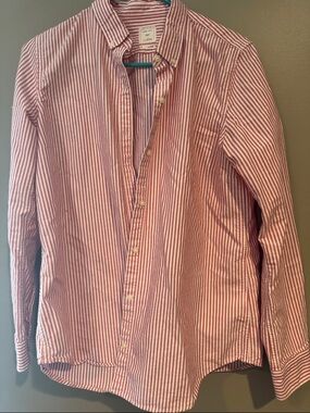 GAP Red and White Striped Button-Down Shirt